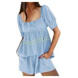 Tankaneo 2-Piece Square Neck Babydoll Set Sz L