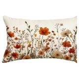 RABUSOFA Fall Pillow Covers 12x20 Rust floral