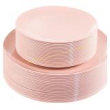 KIRE 60-Pcs Pink Plastic Plates, Party Set