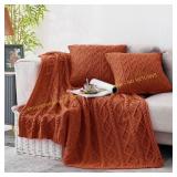 Homiest Acrylic Knit Throw & Pillow Set, Sage