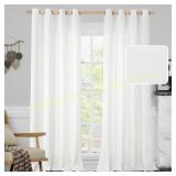 BGment White Linen Curtains 38x63in 2 Panels