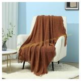 CREVENT Rustic Knit Throw 50x60 Caramel