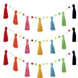 Syhood 3 Pcs Colorful Boho Tassel Garland 50"