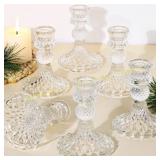 Glass Candle Holder Set of 6, Clear