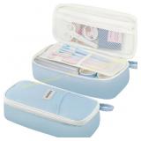 Roosyo Large Capacity Pencil Case Pouch - Blue