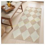 Beeiva Checkered Washable Hallway Rug 2x4
