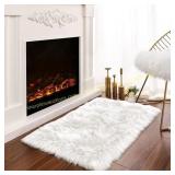 Latepis White Sheepskin Rug 2x3 Faux Fur Rug