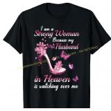 I Am A Strong Woman He s Watching T-Shirt Blue Sz