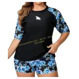 Plus Size Rash Guard Set with Boyshorts UPF50+ Sz