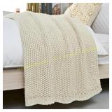 Weave Knit Throw Blanket 51x63 Beige