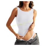 Women Sleeveless Boat Neck Top Tank Sz M