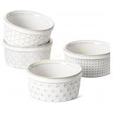 LE TAUCI 6 oz Ramekins, Ceramic Dishes (4)