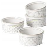LE TAUCI 4 oz Ramekins, Ceramic 3.8" Set of 4