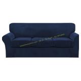 FantasDecor 4-Piece Velvet Sofa Cover, Navy