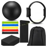Pilates Ring Set w/ Ball, Bands, Straps (10)