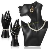 Kigley 3 Pcs Jewelry Mannequin Display (Black)