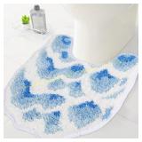 FYSUIMU Blue Ocean Wave Bath Rug U-Shape