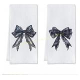 Cilrii Black Bow Towels 16x24 (Set of 2)