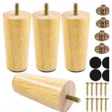 Yaliuliu 4" Round Solid Wood Legs, Set of 4