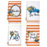 Buryeah 4Pcs Fall Hand Towels   Pumpkin Leaves
