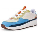 Womens Lace Up Platform Sneakers, Color-block Sz 7