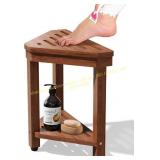 Acacia Shower Foot Rest Stool with Shelf
