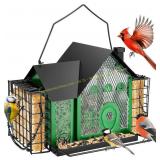 Papettly Bird Feeder House - Metal Mesh, Green