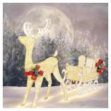 Vongrasig Lighted Reindeer & Sleigh Set