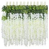 WEISPARK Fake Flowers - 12 Pcs 3.75ft White