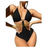 OYOANGLE Chain Linked Halter S Swimsuit