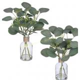 Zheart 2 Pack Eucalyptus Faux Plants in Vase