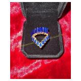 Ladies Stacked Ocean Blue Gem Size 6