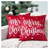 PAVILIA Holiday Throw Pillow Covers 18x18 (2)