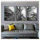 Gray-Black Marble Abstract Canvas Art Prints
