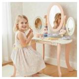 Kids Vanity Set with Mirror, 12PCS Pink
