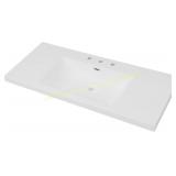 48" Vanity Top, 3 Faucet Holes, Chrome, White