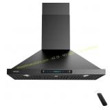 iKTCH 30" Wall Mount Range Hood, Black SS