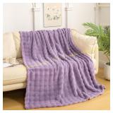 YUSOKI 3D Bubble Throw Blanket 50x60in Lilac