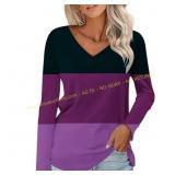 Womens V-Neck Long Sleeve Tee PINK lg