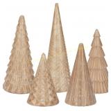 Mercury Glass LED Xmas Trees Set of 5, Gold