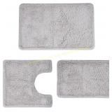 3-Piece Luxury Bath Rug Set, Non-Slip, Light Grey