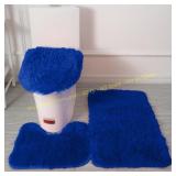 Reyox 3-Piece Shaggy Bath Mat Set, Royal Blue
