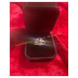 Ladies Stacked Purple Heart Gemstone Ring Size 6