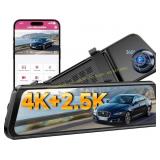 OMBAR 4K+2.5K Rear View Mirror Cam, 64GB