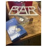 Candy Bowl + Lighted Bar Sign