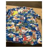 Mens L Short Sleeve Funny Santa Button Up