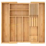 Bamboo Silverware Drawer Organizer, Expandable