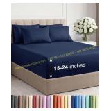 King Sheet Set - Extra Deep, 6 Pcs, Navy Blue