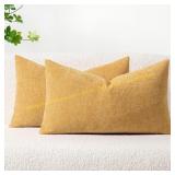 MIULEE 12x20 Beige Chenille Pillow Covers (BLUE)