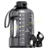 AQUAFIT 1 Gal Water Bottle with Straw, Gray